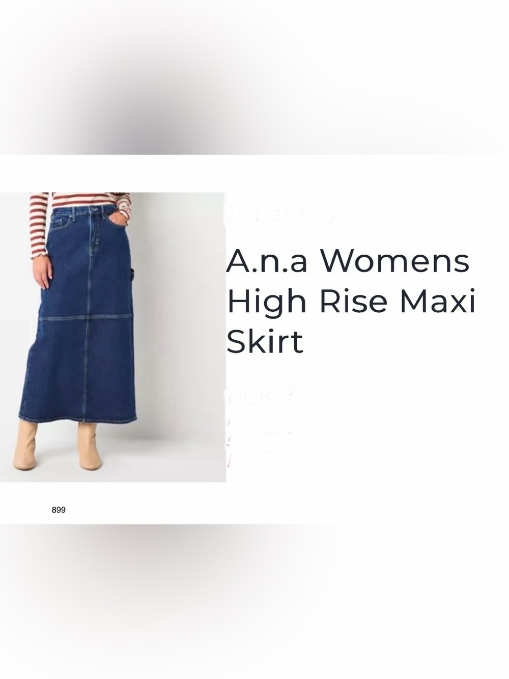 *new* a.n.a Dark Blue Denim Maxi Skirt with Panel Stitching